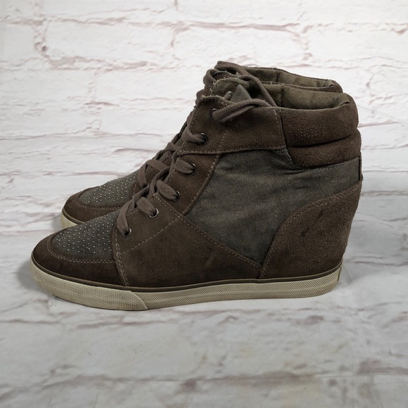 American Eagle Outfitters high top wedge sneakers. Green gray color. Size 9 - Picture 4 of 8